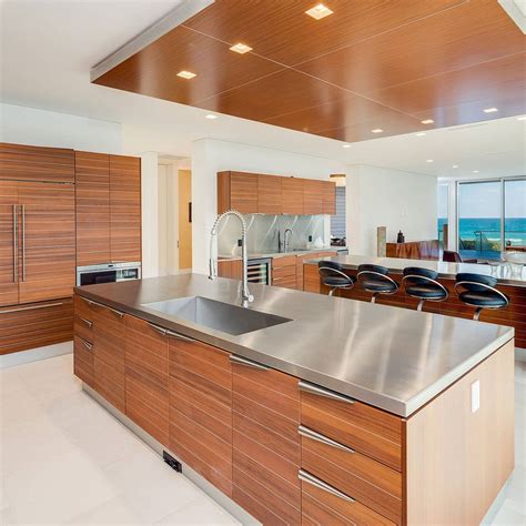 stainless steel countertops with wood cabinets|stainless steel countertop pros and cons.